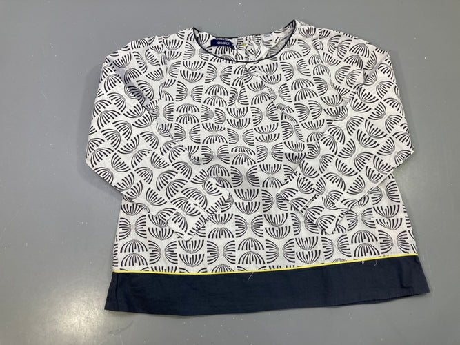 Blouse m.l blanche motif graphique noir, moins cher chez Petit Kiwi