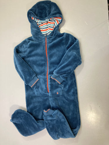 Pyjama polaire bleu à capuche rayée, moins cher chez Petit Kiwi