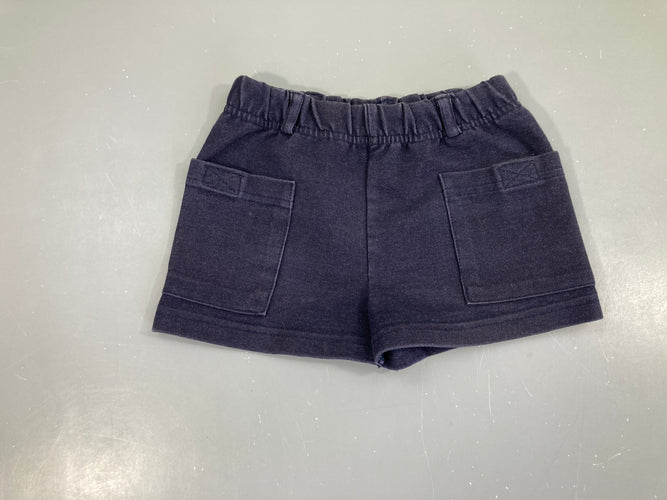 Short molleton bleu foncé poches, moins cher chez Petit Kiwi