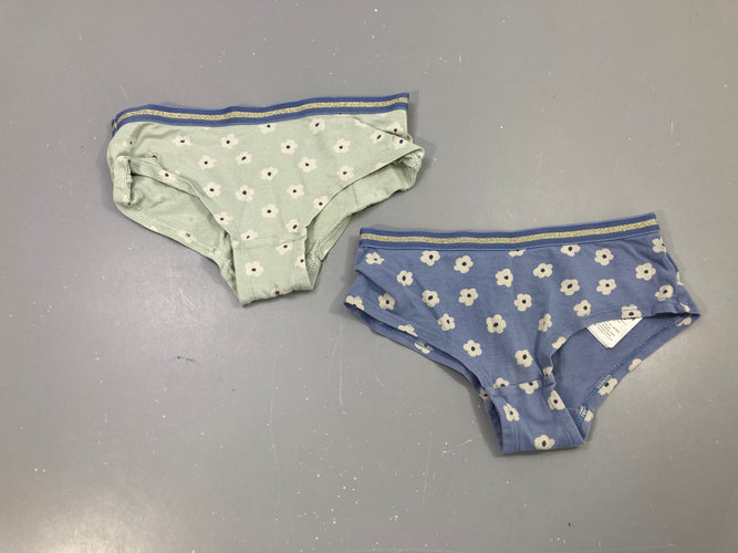 Lot 2 culottes fleurs vert amande et bleu, moins cher chez Petit Kiwi