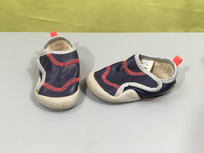 Chaussons de gym cuir bleu foncé, 22, moins cher chez Petit Kiwi