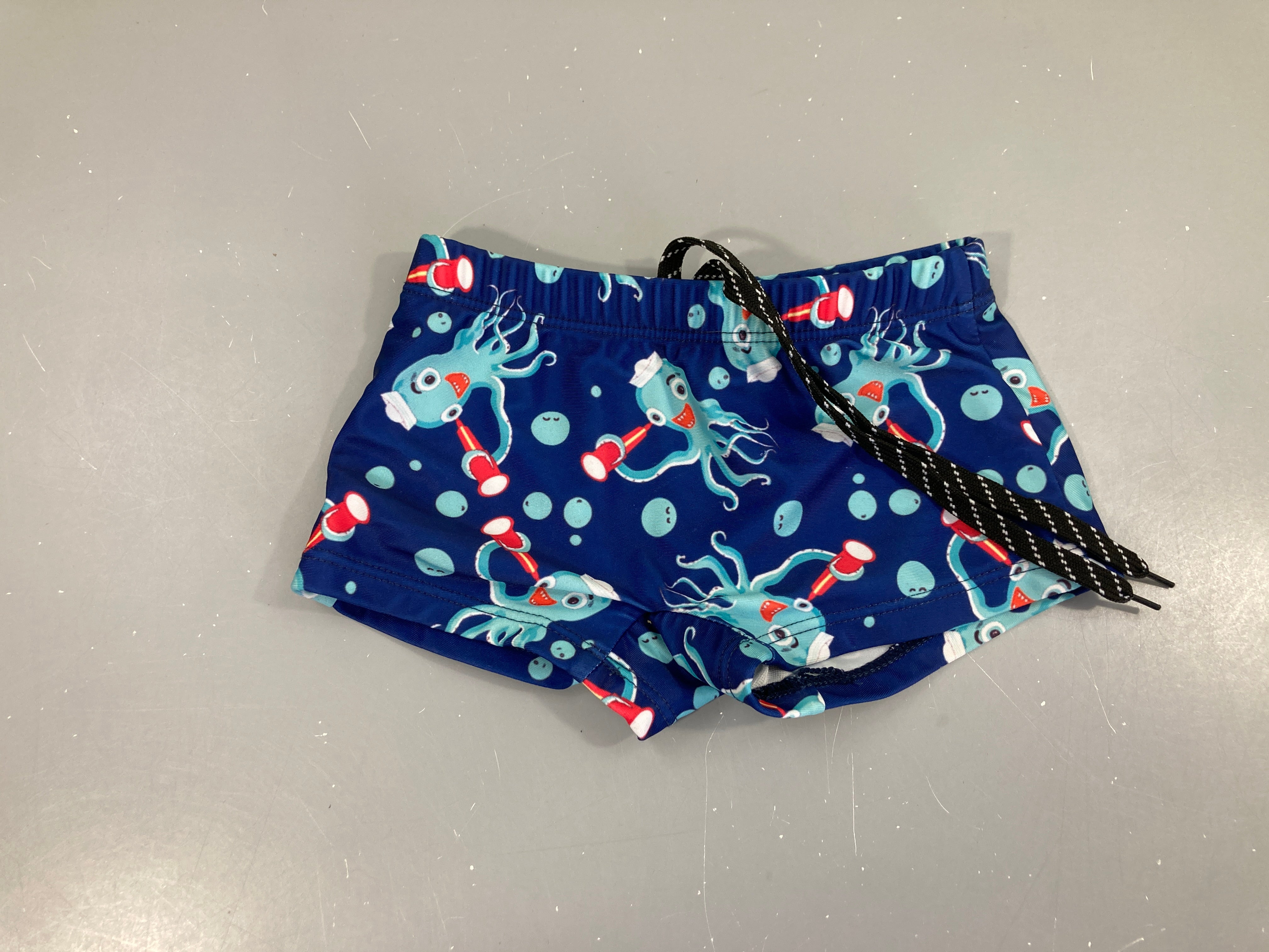 Maillot boxer bleu pieuvres (taille estimée)
