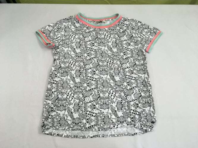 Blouse m.c blanche motifs noirs, moins cher chez Petit Kiwi