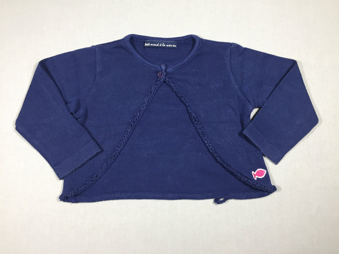 Gilet jersey bleu marine style boléro, moins cher chez Petit Kiwi