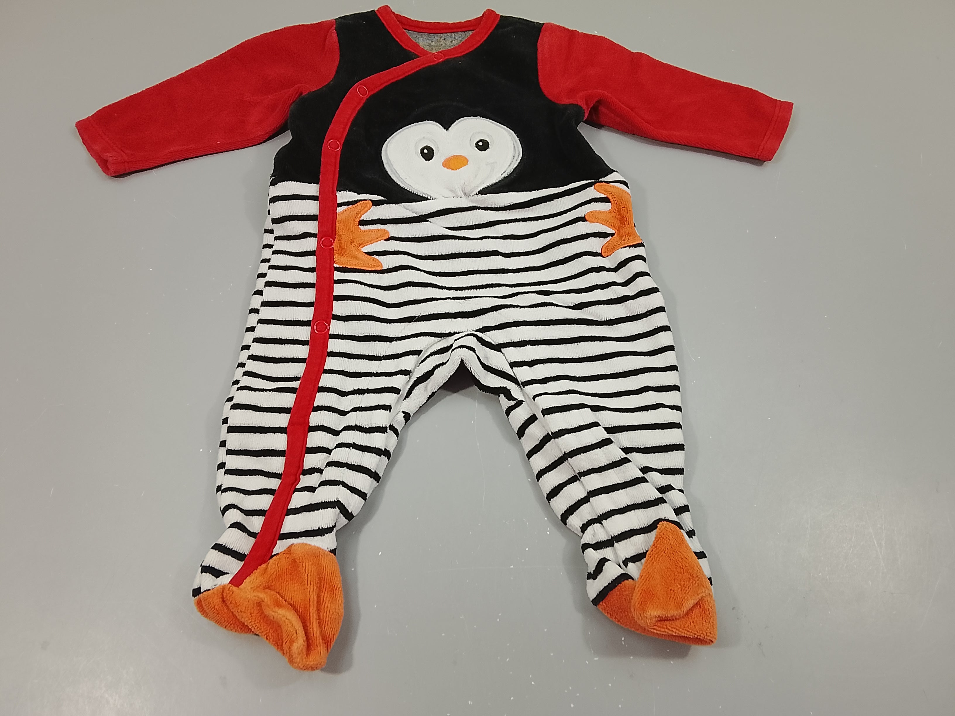 Pyjama velours bleu marine rouge pingouin