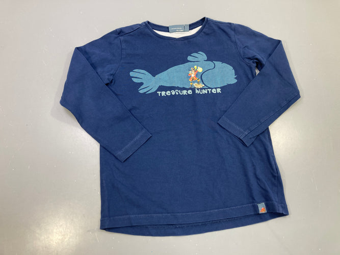 T-shirt m.l bleu marine baleine pirate Treasure Hunter, moins cher chez Petit Kiwi