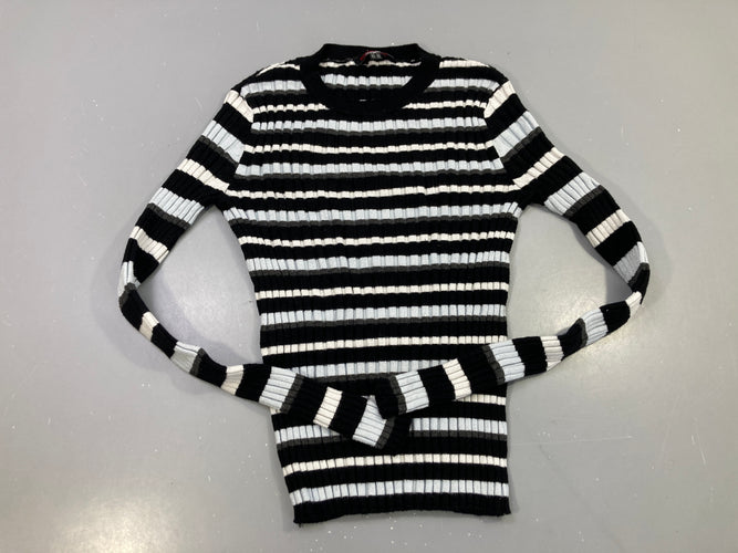 Sous pull noir rayé gris blanc Jennifer, moins cher chez Petit Kiwi