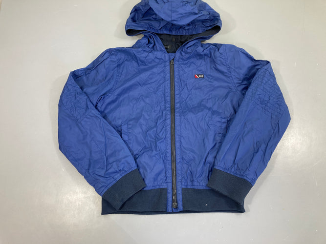 Veste légère zippée bleue à capuche doublé jersey ikks, moins cher chez Petit Kiwi