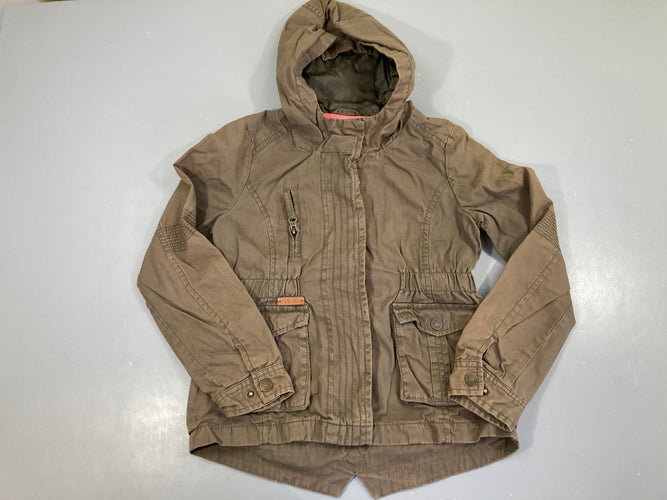 Veste légère zippée kaki à capuche, moins cher chez Petit Kiwi