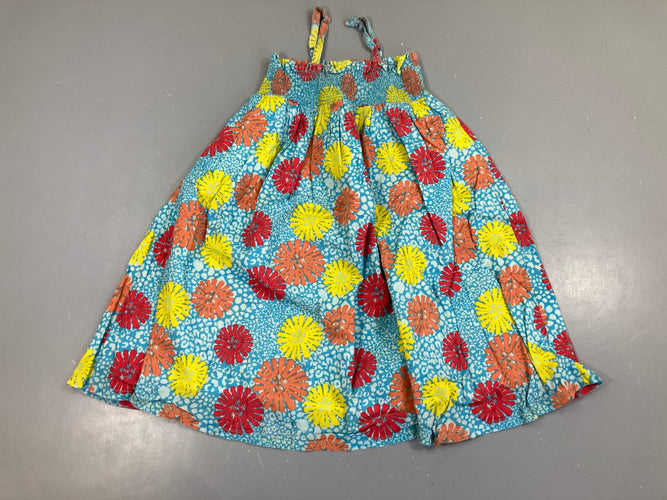 Robe fines bretelles s.mockée bleue fleurie, moins cher chez Petit Kiwi