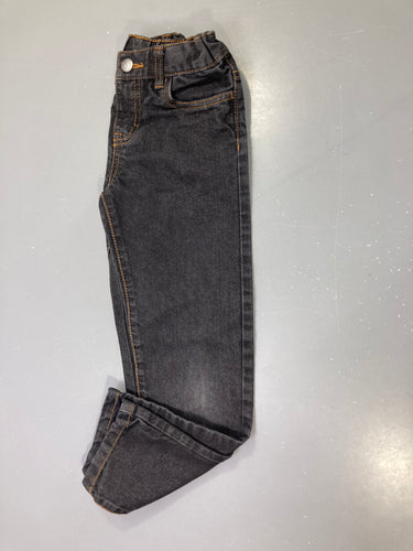 Pantalon jean gris foncé surpiqûres jaunes, moins cher chez Petit Kiwi