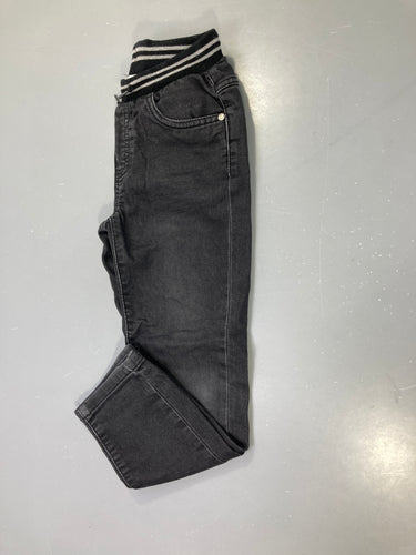 Pantalon jean gris foncé taille élastique rayures, moins cher chez Petit Kiwi