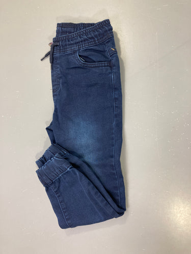 Pantalon jean bleu marine jogging taille élastique, moins cher chez Petit Kiwi