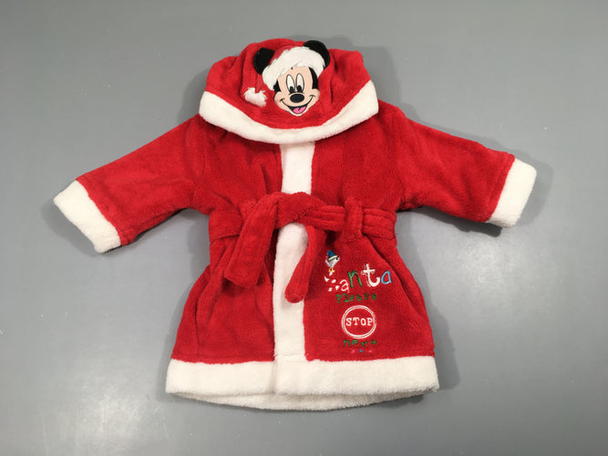 Peignoir velours rouge à capuche Santa Mickey, moins cher chez Petit Kiwi