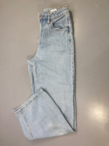Pantalon jean bleu clair délavé Wide legs, moins cher chez Petit Kiwi