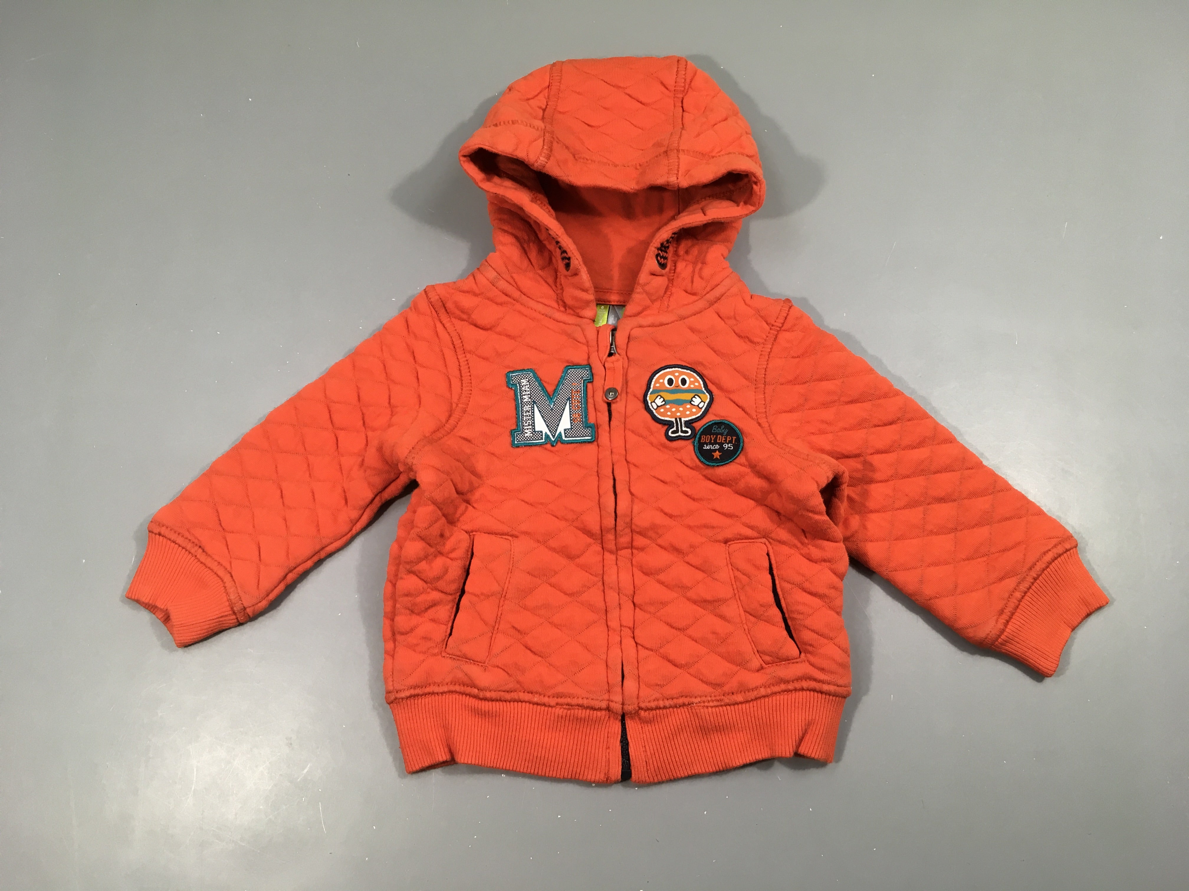 Sweat zippé à capuche orange effet matelassé Mister Miam