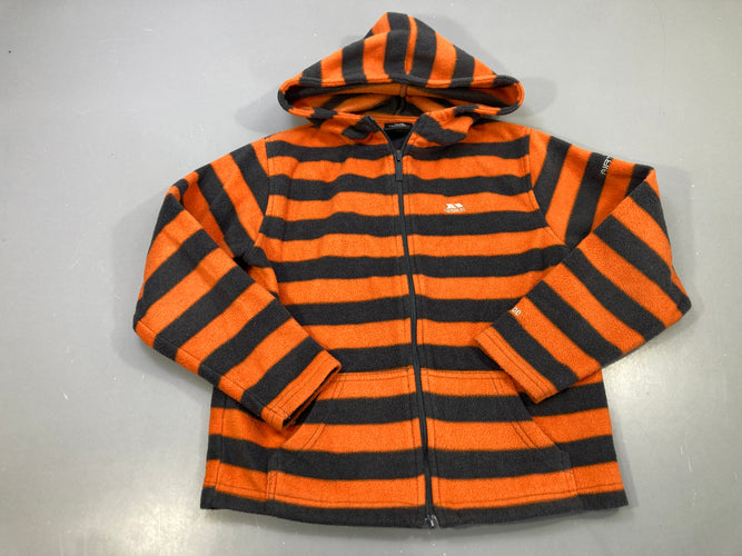 Polar zippé capuche orange rayée noir, Trespass, moins cher chez Petit Kiwi