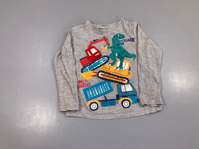 T-shirt m.l gris chiné dino porte qui s'ouvre, moins cher chez Petit Kiwi
