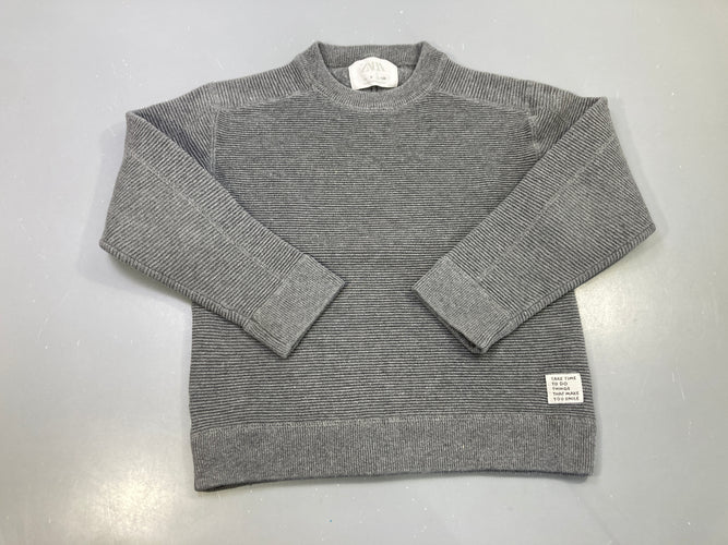 Pull côtelé gris chiné Légèrement bouloché, moins cher chez Petit Kiwi