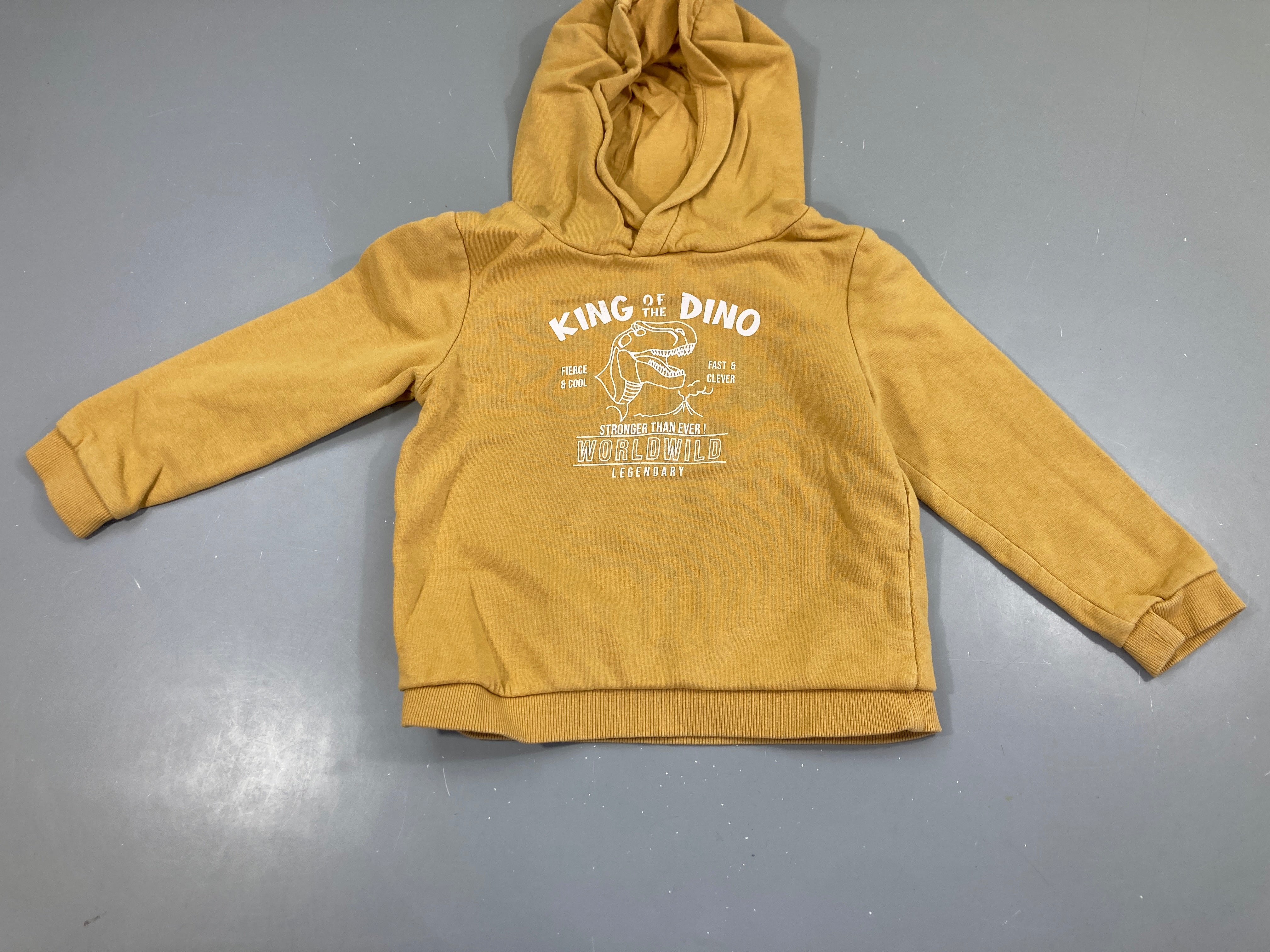 Sweat à capuche jaune dino