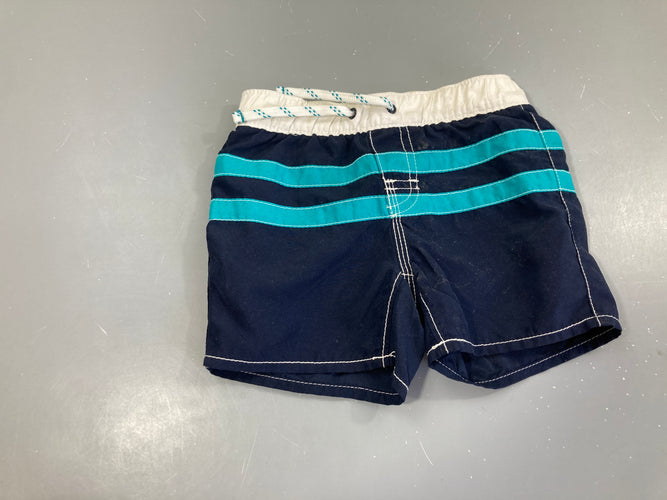 Maillot short bleu foncé/turquoise rayé, moins cher chez Petit Kiwi