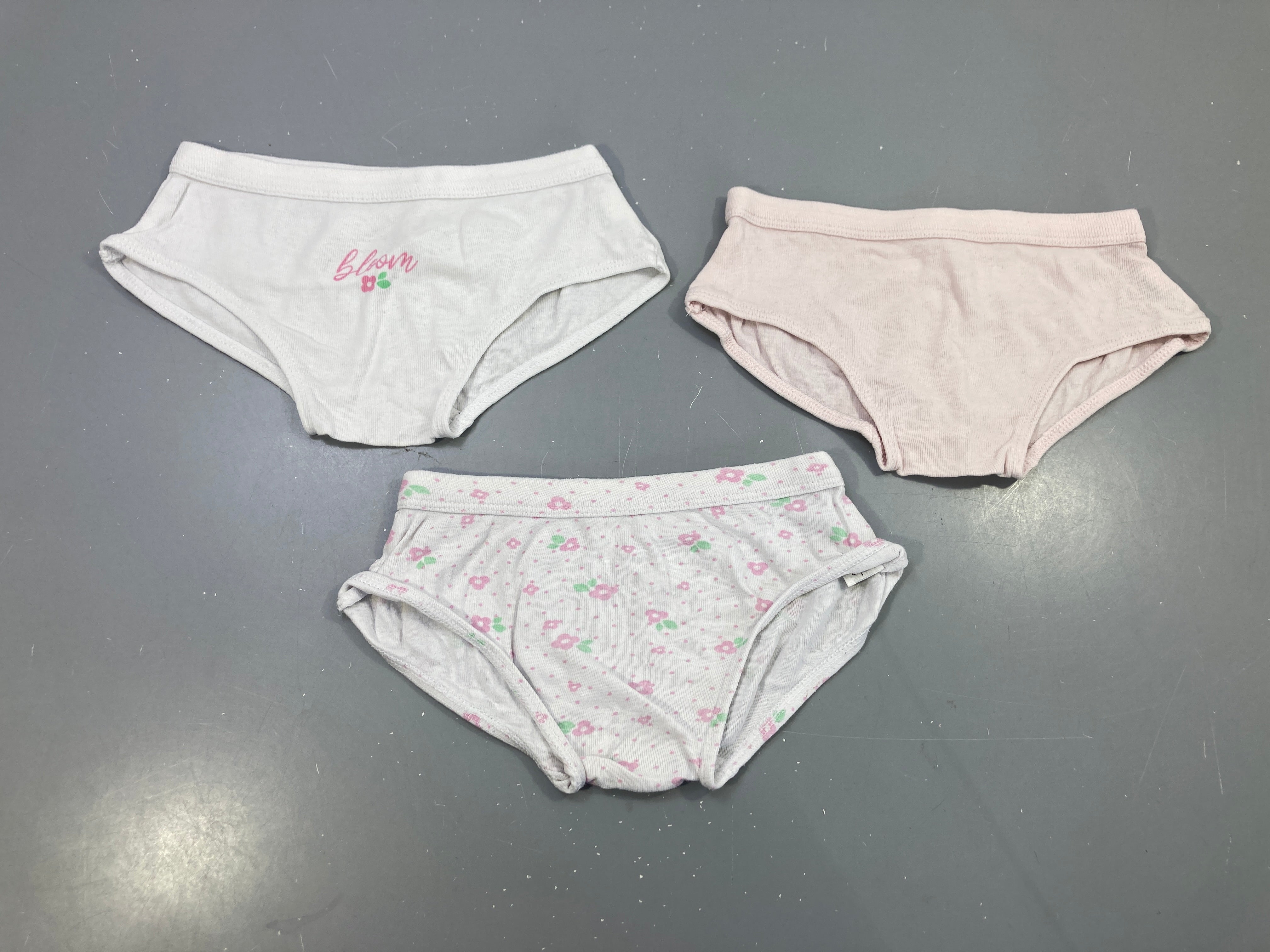 Lot de 3 culottes, imprimé fleurs et unies, Bloom