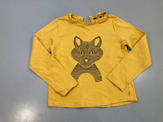 T-shirt m.l moutarde, tête de renard noire, coeur nez, moins cher chez Petit Kiwi