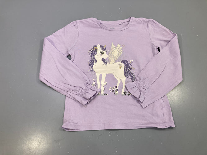 T-shirt m.l lilas, licorne ailée pailletée, moins cher chez Petit Kiwi
