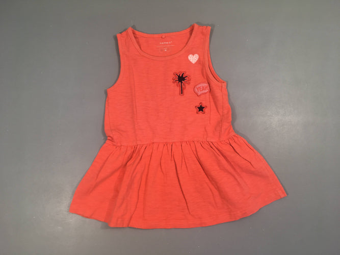Robe s.m jersey corail flammé palmiers, moins cher chez Petit Kiwi