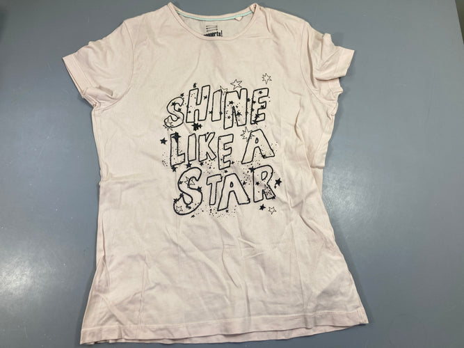 T-shirt m.c rose pâle, shine like a star, moins cher chez Petit Kiwi
