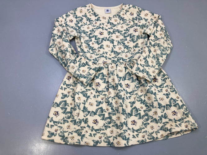 Robe m.l molleton écrue, feuillage vert fleuri, moins cher chez Petit Kiwi