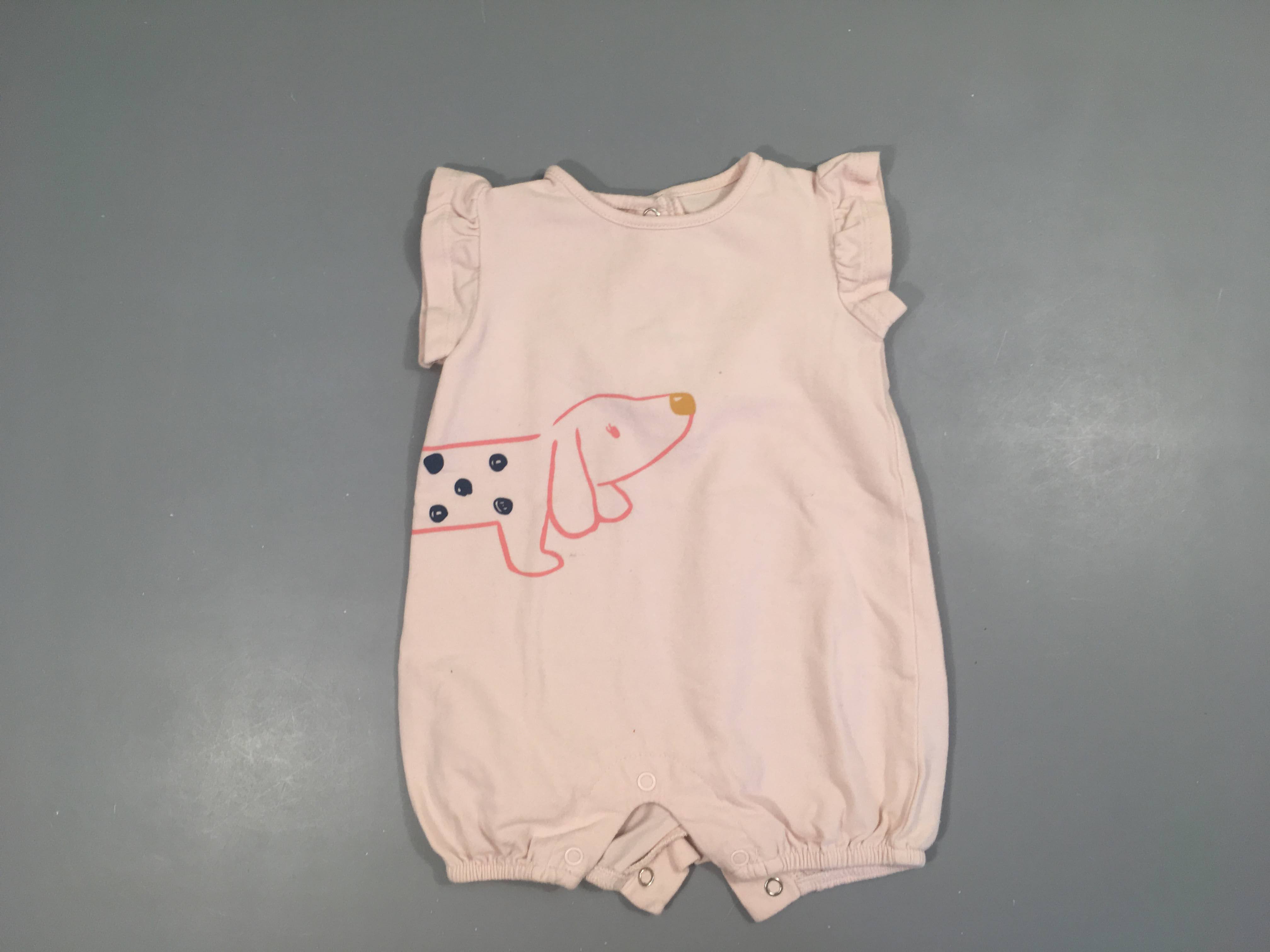 Combishort m.c jersey rose pâle chien, légèrement bouloché