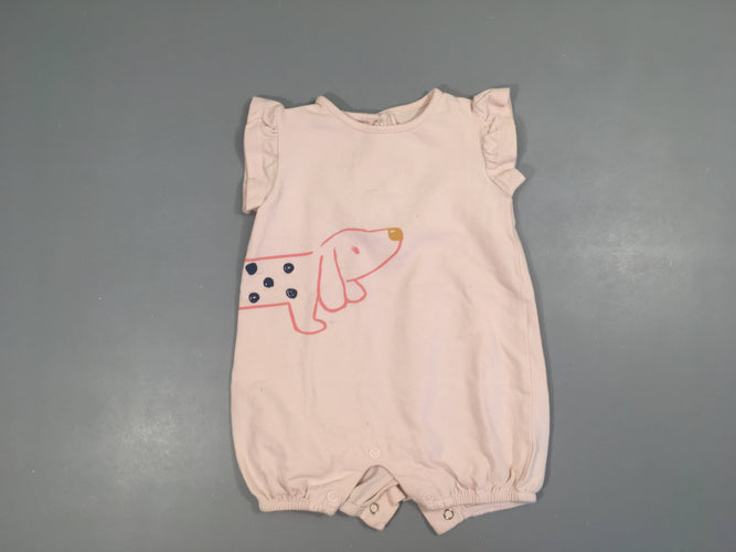 Combishort m.c jersey rose pâle chien, légèrement bouloché, moins cher chez Petit Kiwi