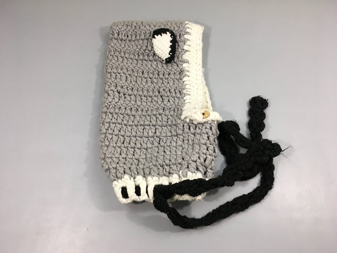 Cagoule mailles oreilles gris/noir, bouloché (fait main), moins cher chez Petit Kiwi
