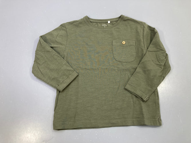 T-shirt m.l vert kaki, poche, moins cher chez Petit Kiwi