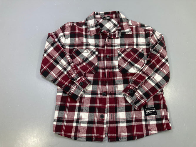 Chemise m.l flanelle bordeaux carreaux, Rock Spirit, moins cher chez Petit Kiwi