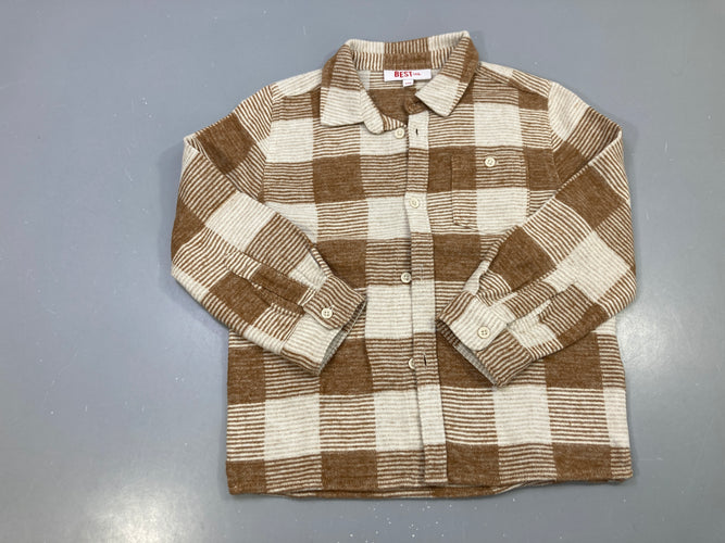 Chemise m.l flanelle marron carreaux, BESTies, moins cher chez Petit Kiwi