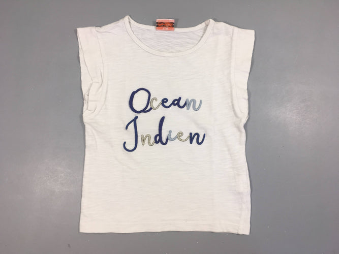 T-shirt m.c blanc flammé ocean, moins cher chez Petit Kiwi