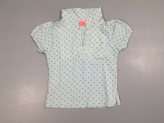 Polo m.c jersey bleu clair pois, moins cher chez Petit Kiwi
