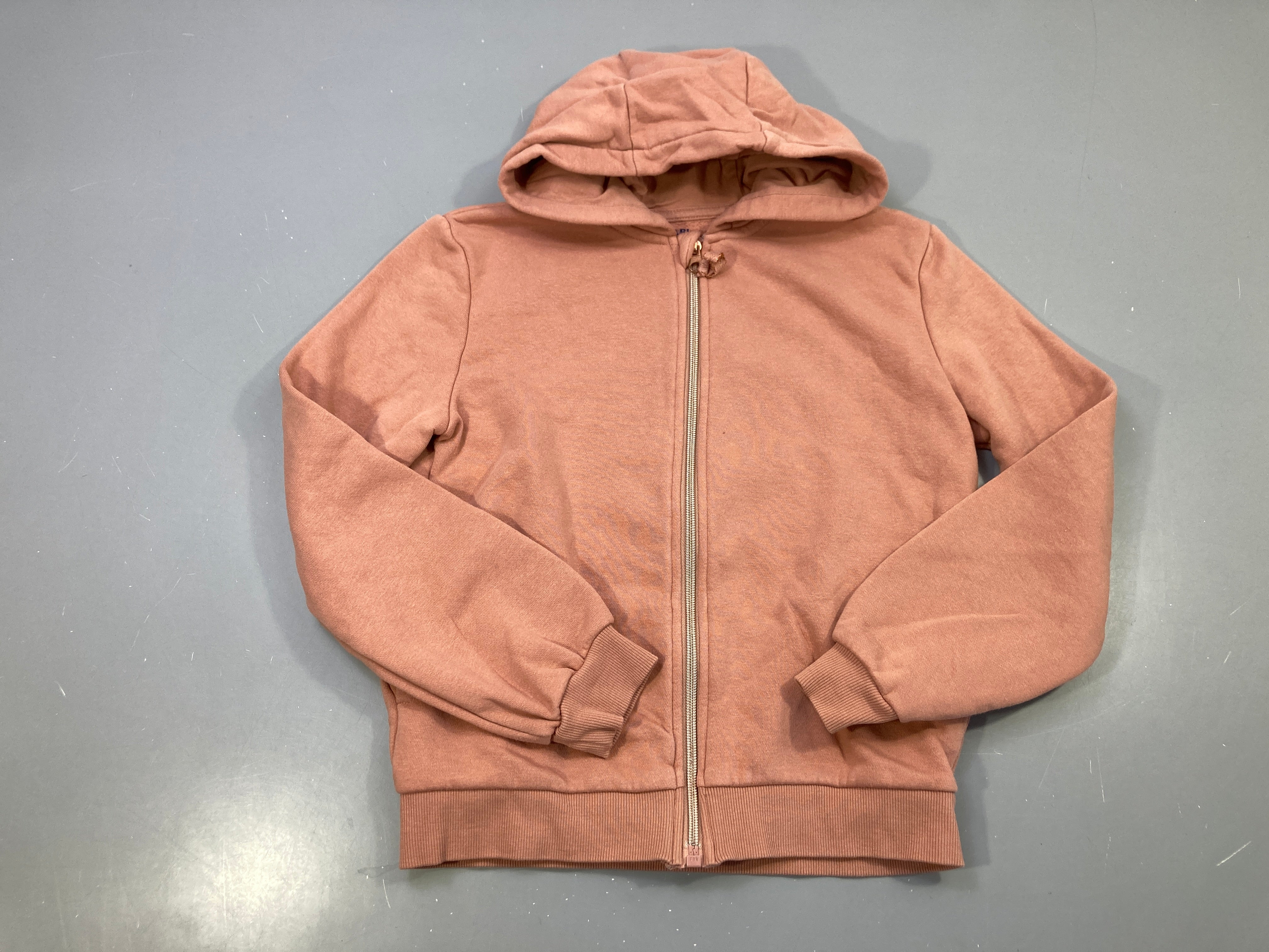 Sweat zippé capuche rose terracotta