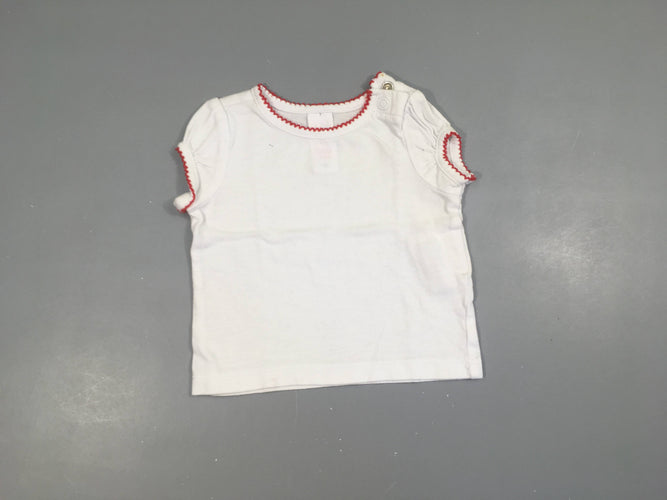 T-shirt m.c blanc couture rouge, moins cher chez Petit Kiwi