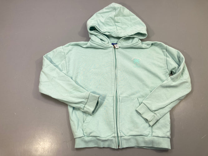 Sweat zippé capuche vert menthe, ENJOY SUMMER palmier, moins cher chez Petit Kiwi