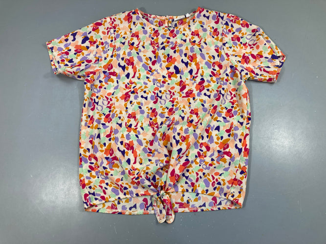 Blouse m.c mousseline écru pétales multicolore, moins cher chez Petit Kiwi