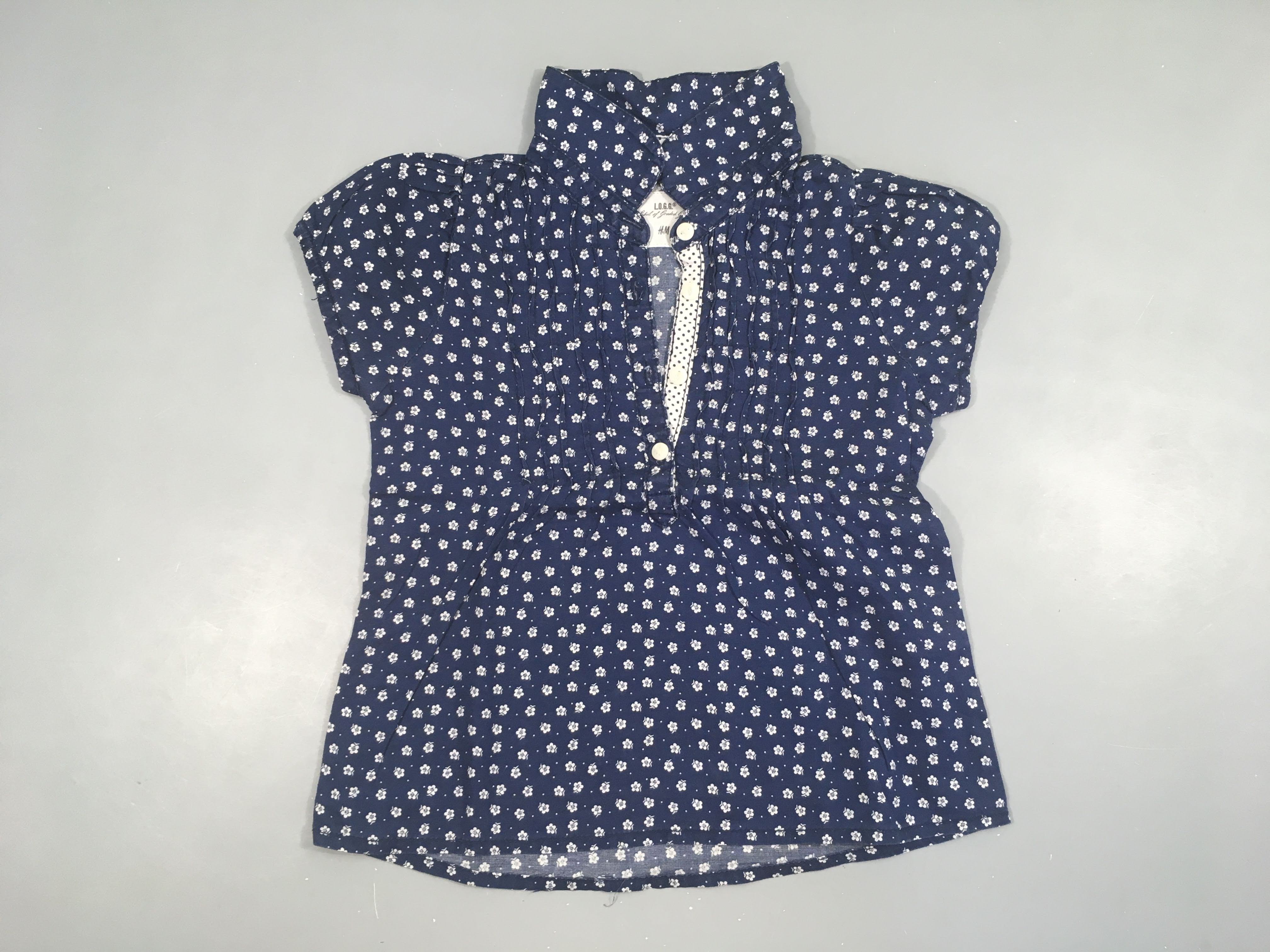 Robe/chemisier m.c bleu foncé fleurs
