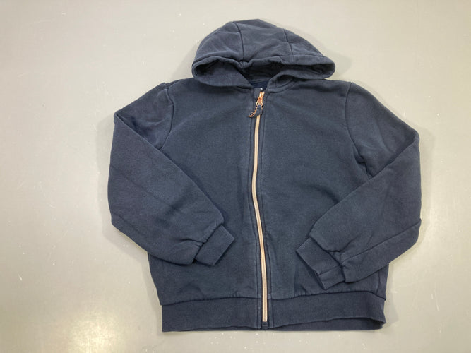 Sweat zippé capuche bleu marine uni, moins cher chez Petit Kiwi