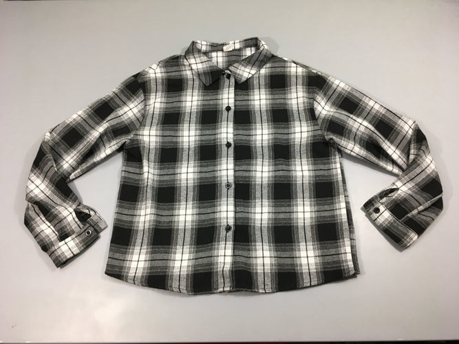 Chemise m.c flanelle à carreaux noir/blanc, moins cher chez Petit Kiwi