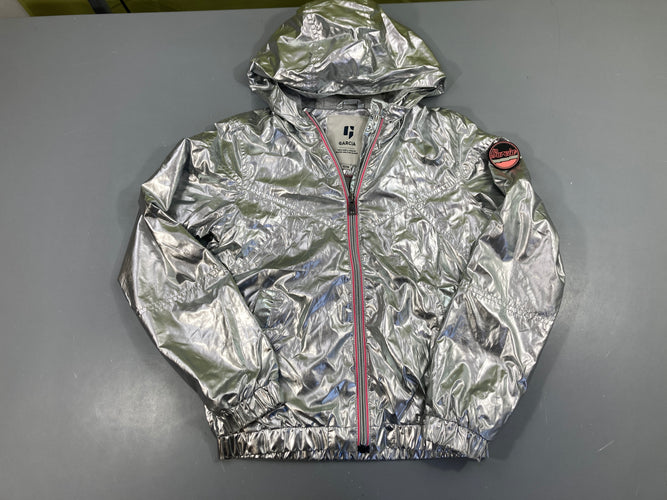Veste mi-saison argentée à capuche, moins cher chez Petit Kiwi