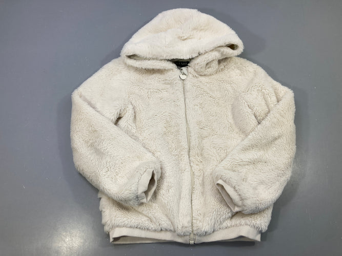 Sweat zippé capuche peluche écru grisé, moins cher chez Petit Kiwi