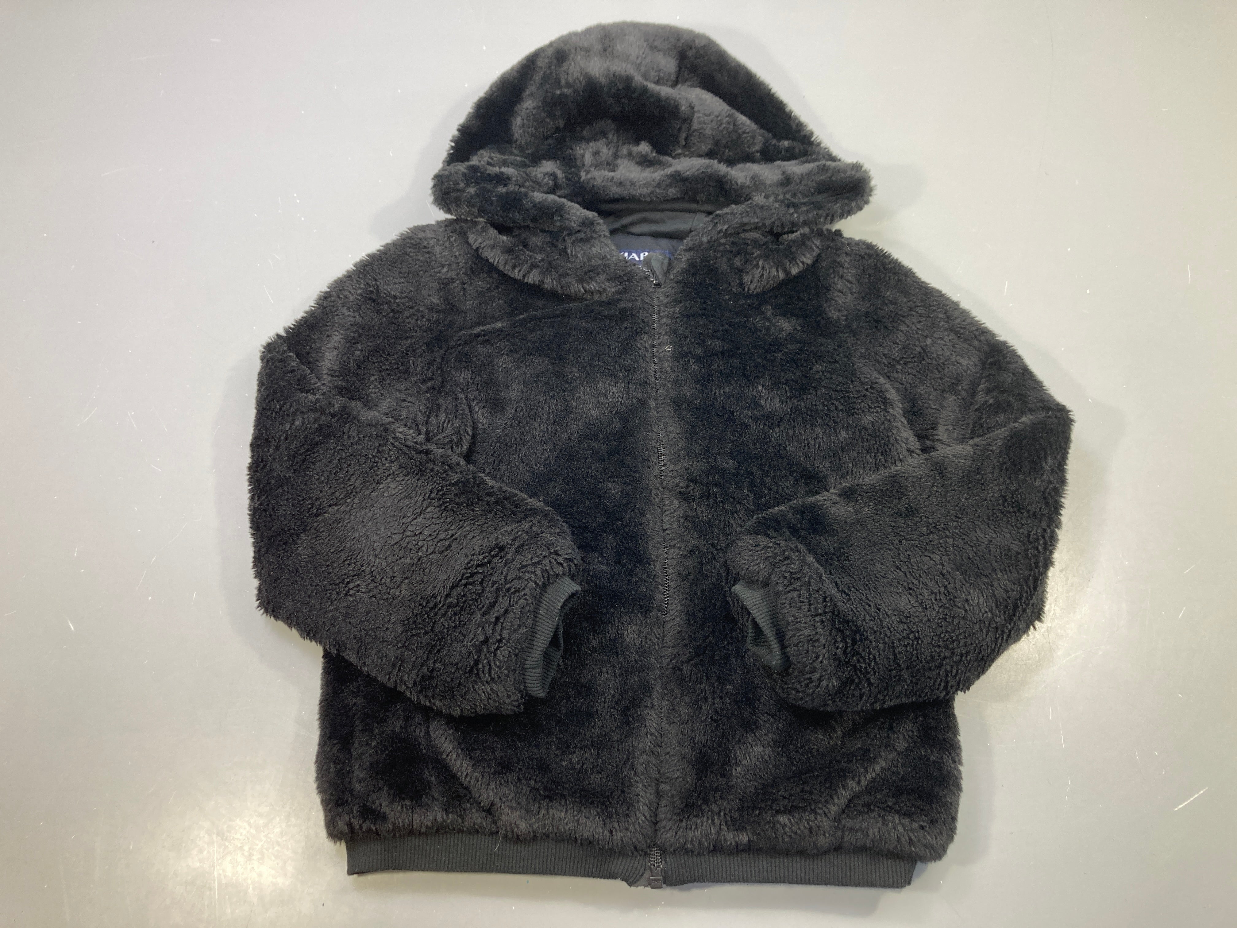 Sweat zippé capuche duveteux gris anthracite
