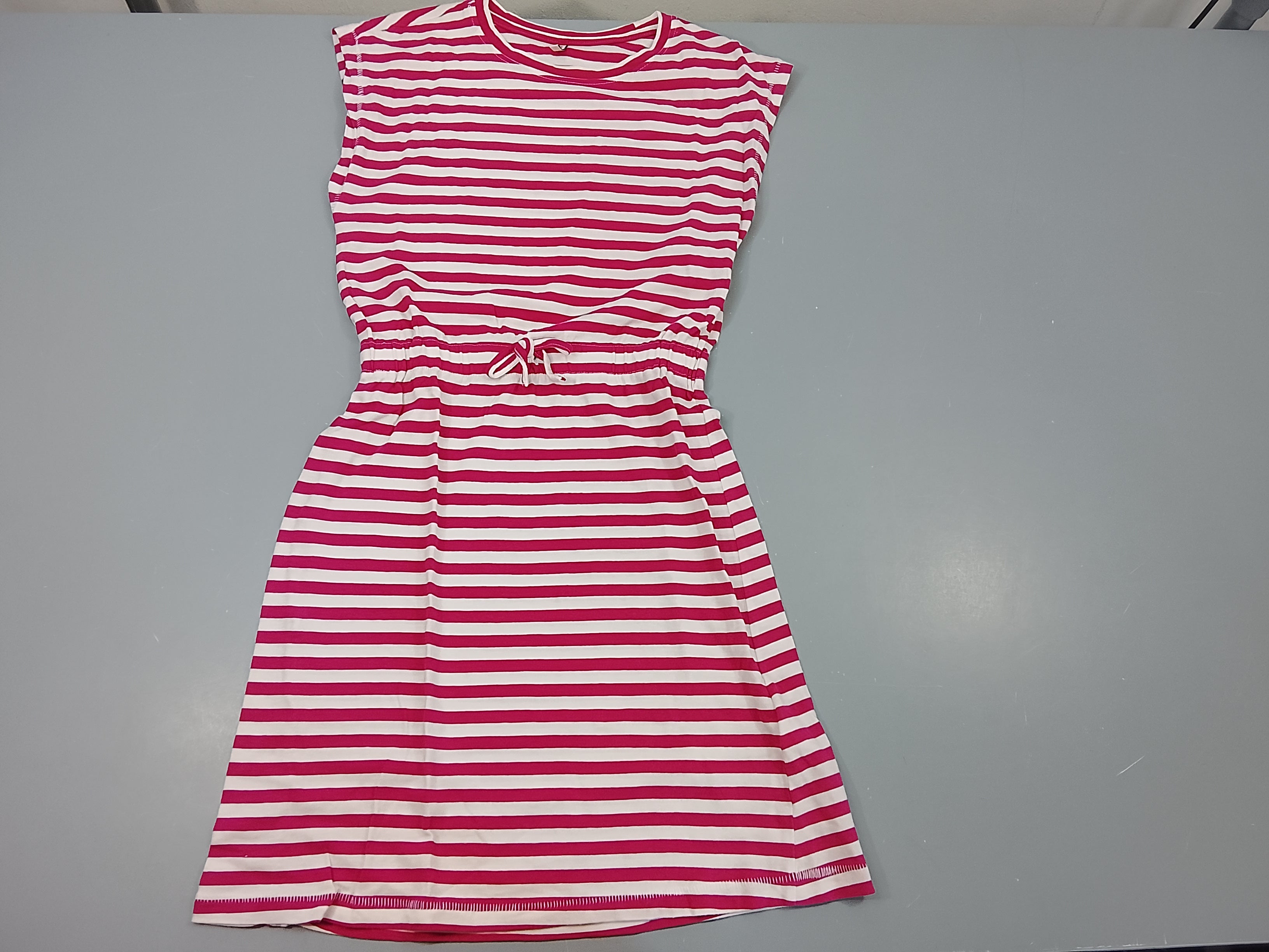 Robe m.c blanche rayé rose